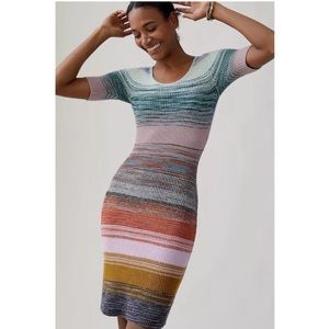 Anthropologie Space Dyed Striped Knit Midi dress